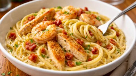 Olive Garden Chicken And Shrimp Carbonara Recip