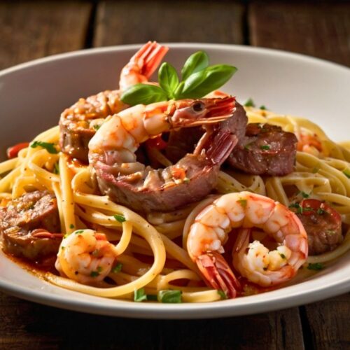 Calabrian Steak and Shrimp Bucatini Recipe