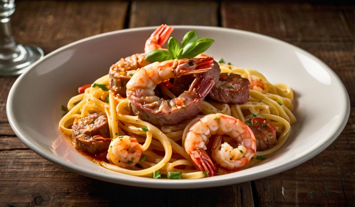 Calabrian Steak and Shrimp Bucatini Recipe