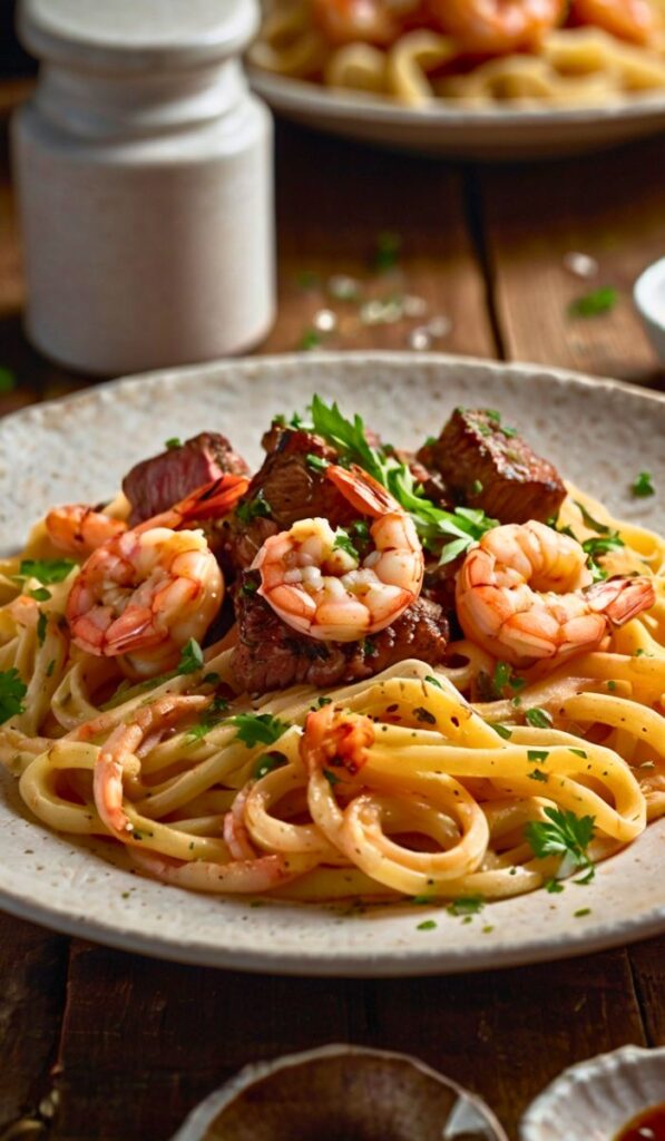 Calabrian Steak and Shrimp Bucatini Recipe