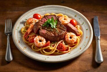 Calabrian Steak and Shrimp Bucatini Recipe