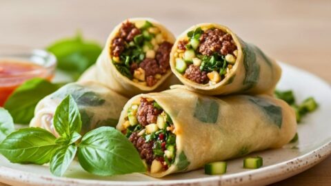 20 Minute Thai Basil Beef Rolls Recipe