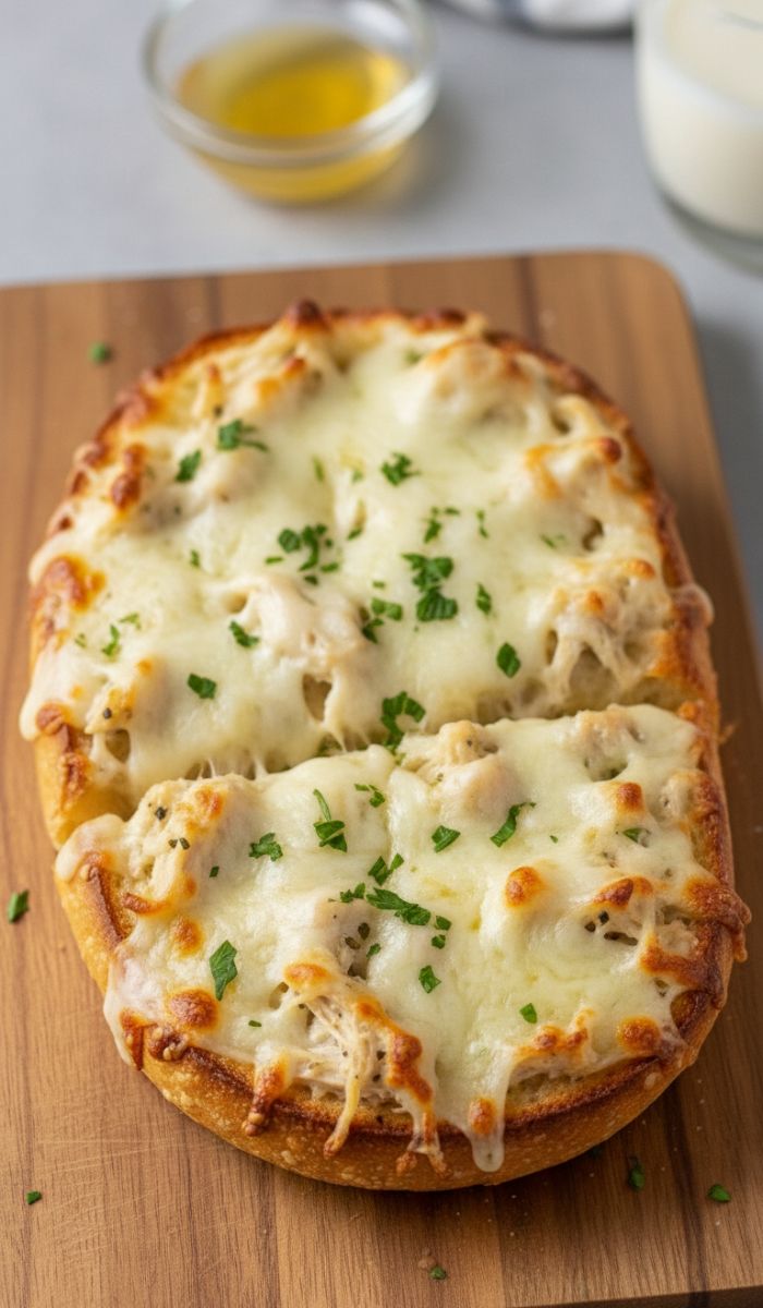 Chicken Alfredo Garlic Bread Recipe