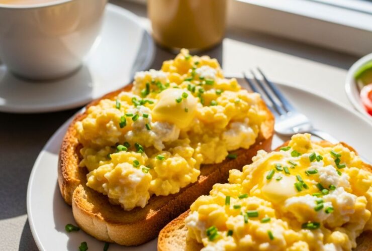 Chive and Ricotta Soft Scrambled Eggs on Toast Recipe