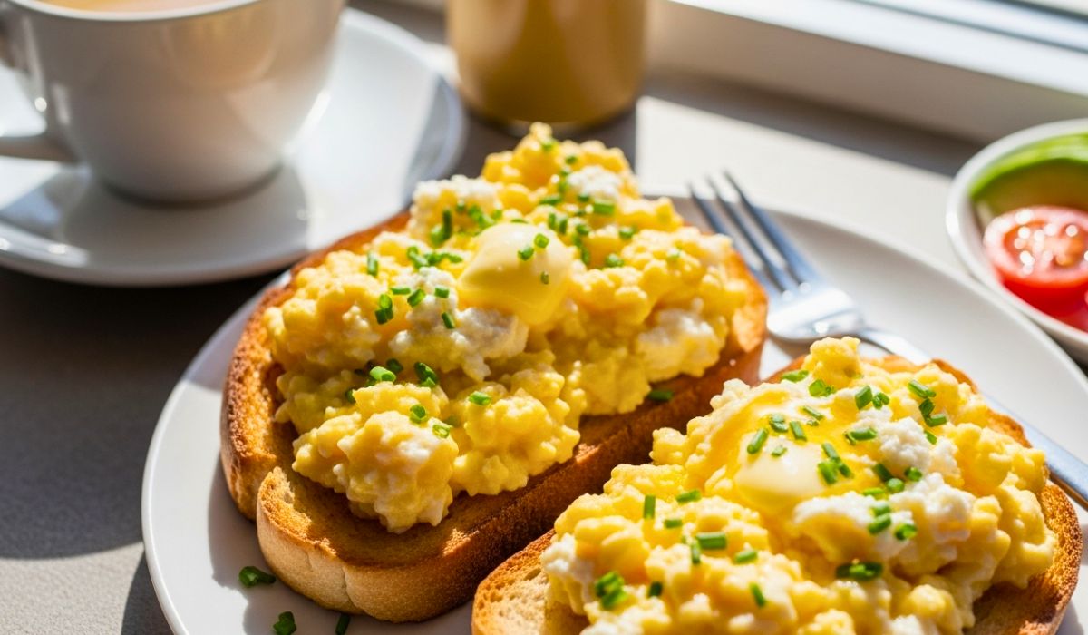 Chive and Ricotta Soft Scrambled Eggs on Toast Recipe