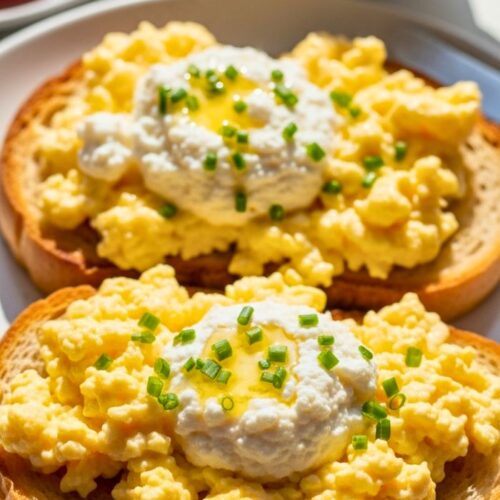 Chive and Ricotta Soft Scrambled Eggs on Toast Recipe