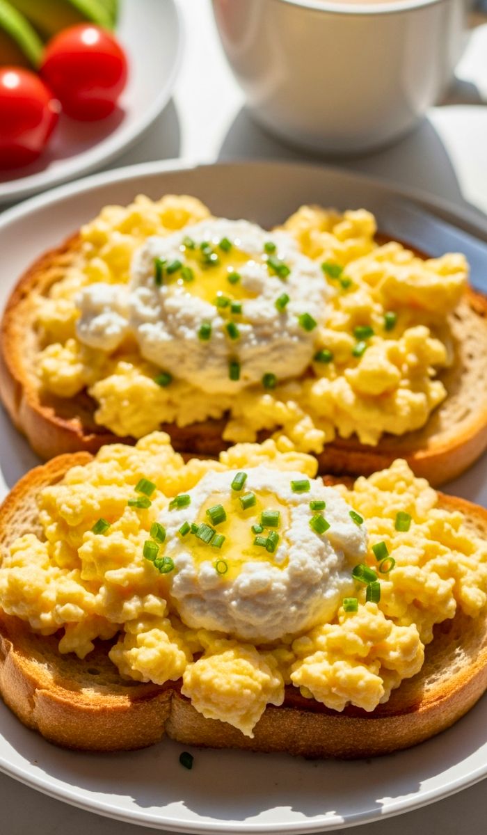 Chive and Ricotta Soft Scrambled Eggs on Toast Recipe