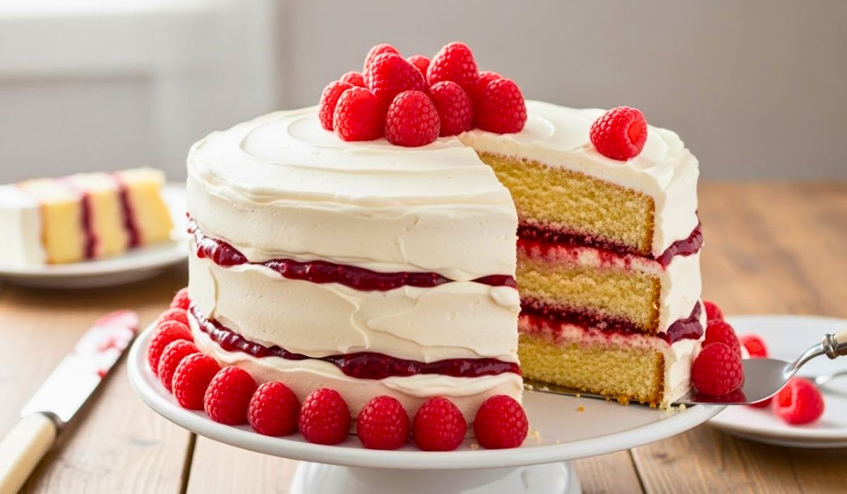 Raspberry Layer Cake with Swiss Meringue Buttercream Recipe