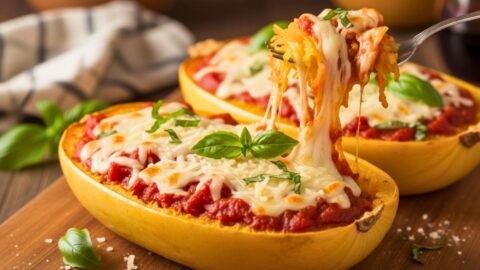 Spaghetti Squash Lasagna Boats