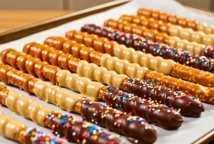 Caramel Wrapped Pretzel Rods Recipe