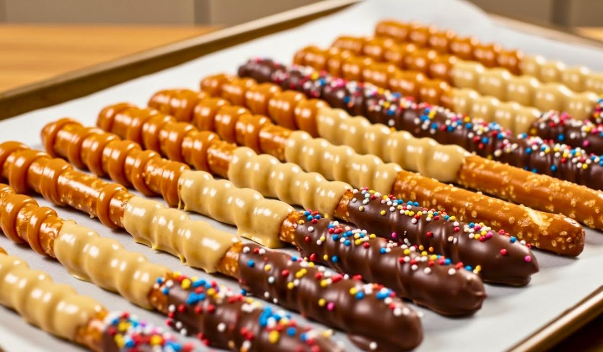 Caramel Wrapped Pretzel Rods Recipe