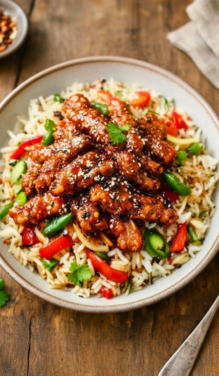 Crispy Chilli Beef Rice Recipe