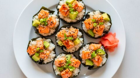Easy Baked Salmon Sushi Cups Recipe