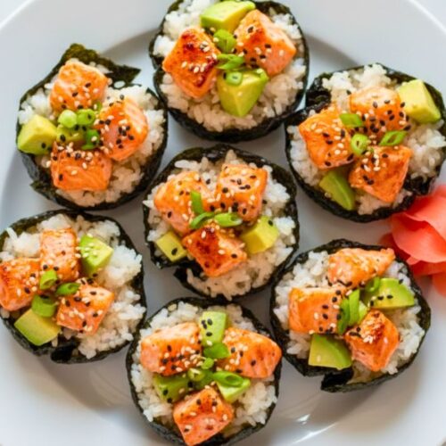 Easy Baked Salmon Sushi Cups Recipe
