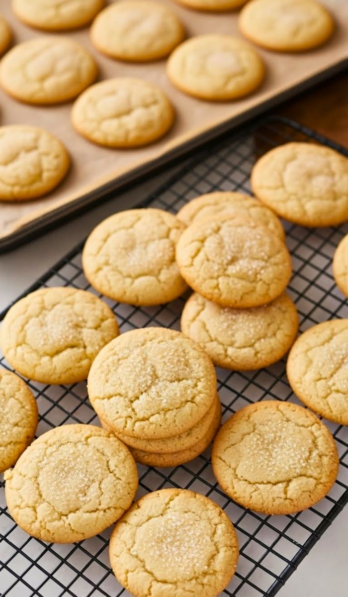 Freshly baked sugar cookies on cooling rack