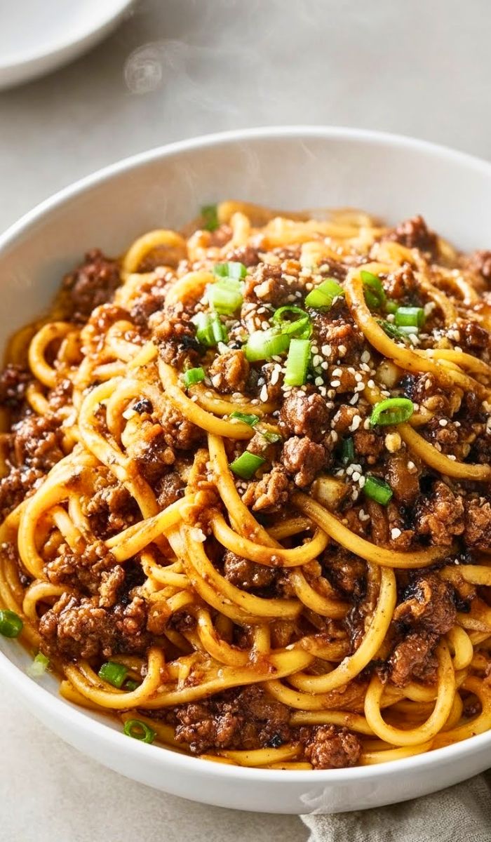 Mongolian Ground Beef Noodles Recipe