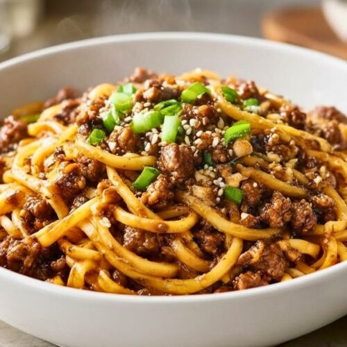 Mongolian Ground Beef Noodles Recipe