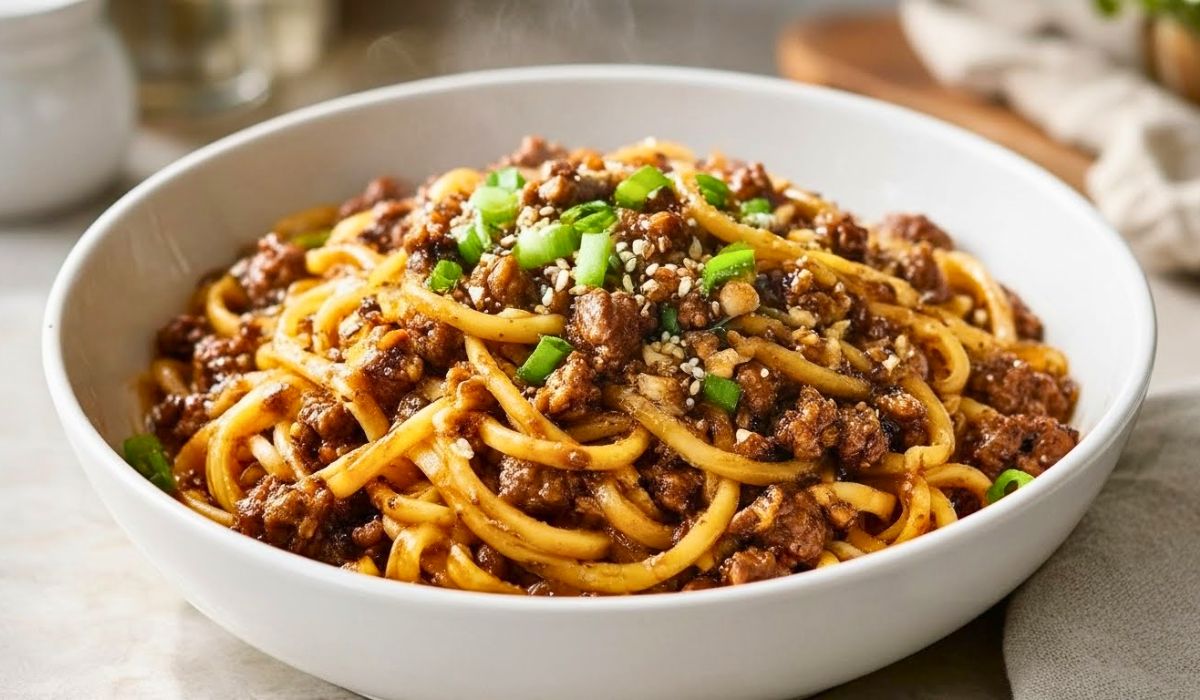 Mongolian Ground Beef Noodles Recipe