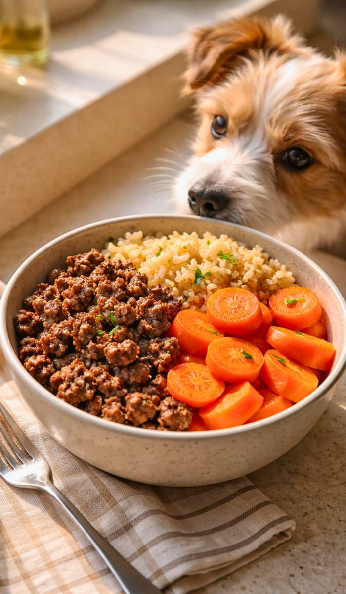 Beef and Brown Rice Farmer’s Dog Food Recipe