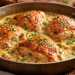 Bobby Flay Chicken Thighs with Creamy Garlic Sauce Recipe