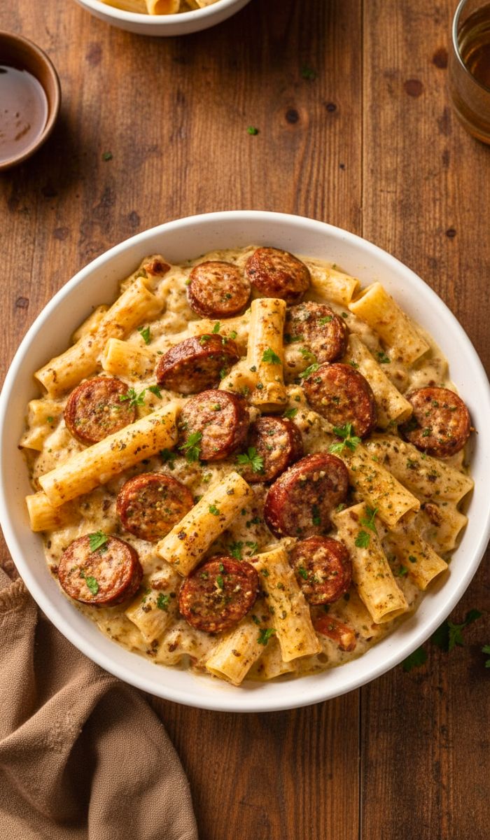 Creamy Pepper Jack Cajun Sausage Pasta Recipe