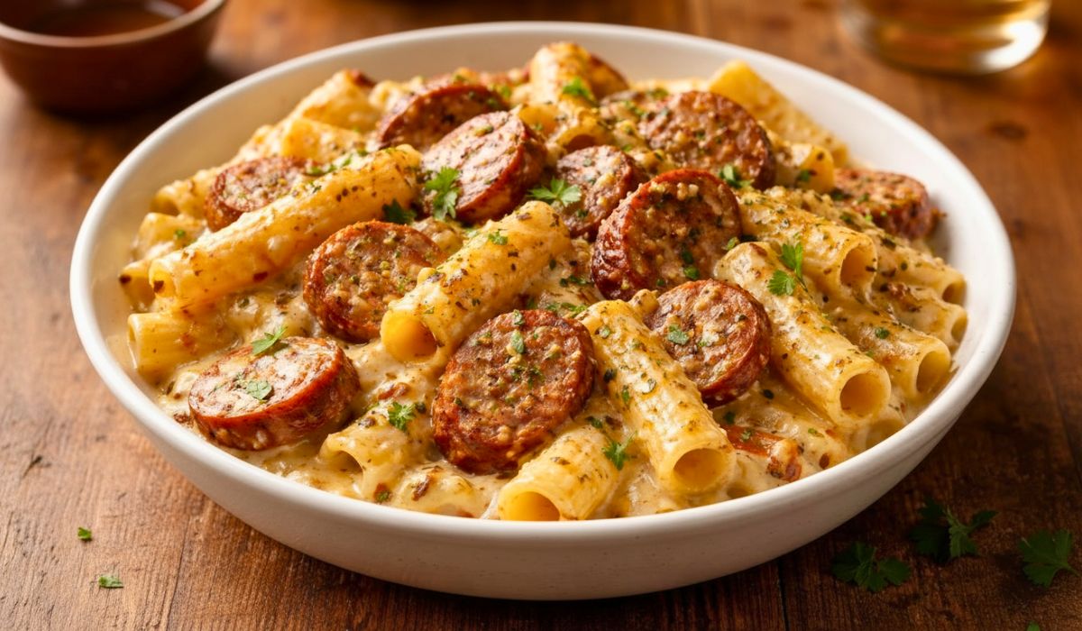 Creamy Pepper Jack Cajun Sausage Pasta Recipe