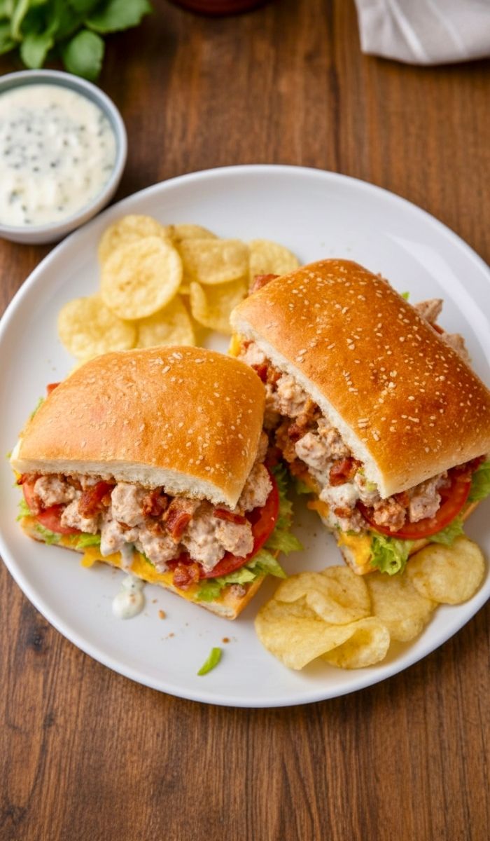 Easy Chopped Chicken Bacon Ranch Sandwich Recipe