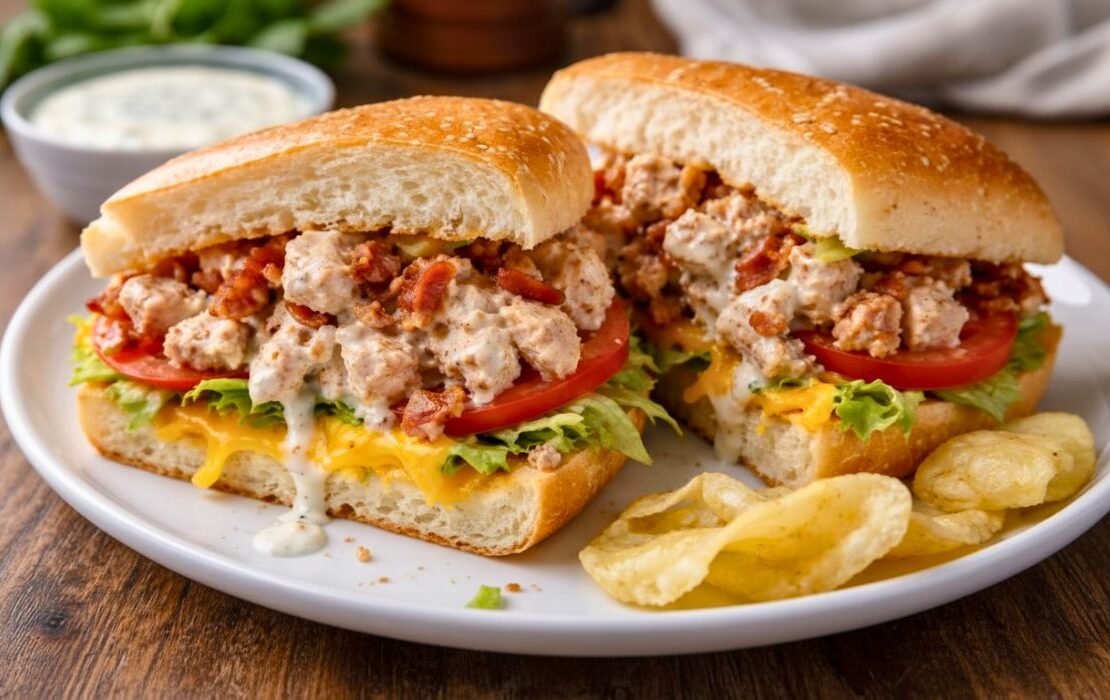 Easy Chopped Chicken Bacon Ranch Sandwich Recipe