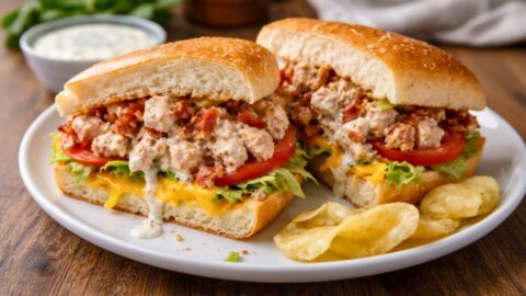 Easy Chopped Chicken Bacon Ranch Sandwich Recipe