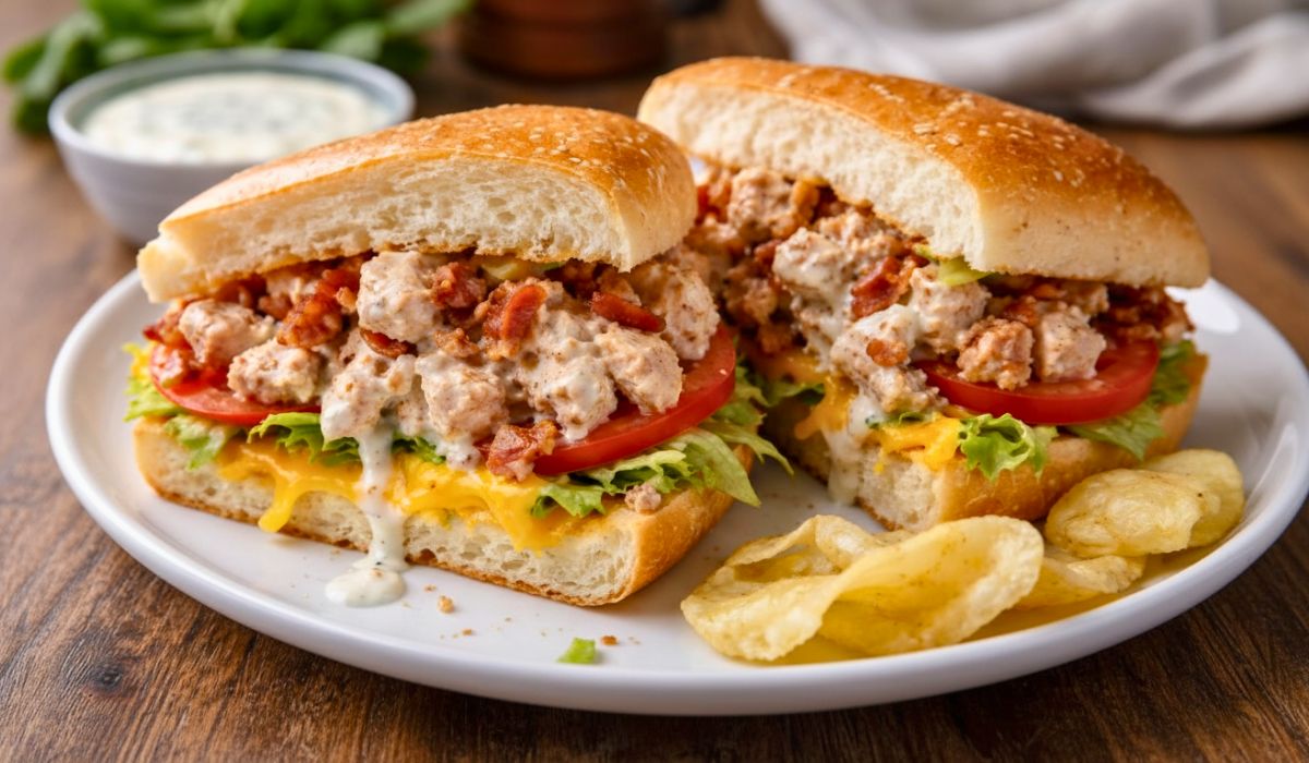 Easy Chopped Chicken Bacon Ranch Sandwich Recipe