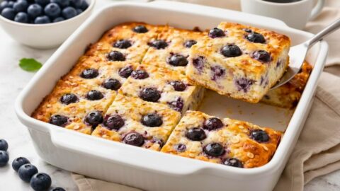 High Protein Blueberry Cottage Cheese Breakfast Bake Recipe