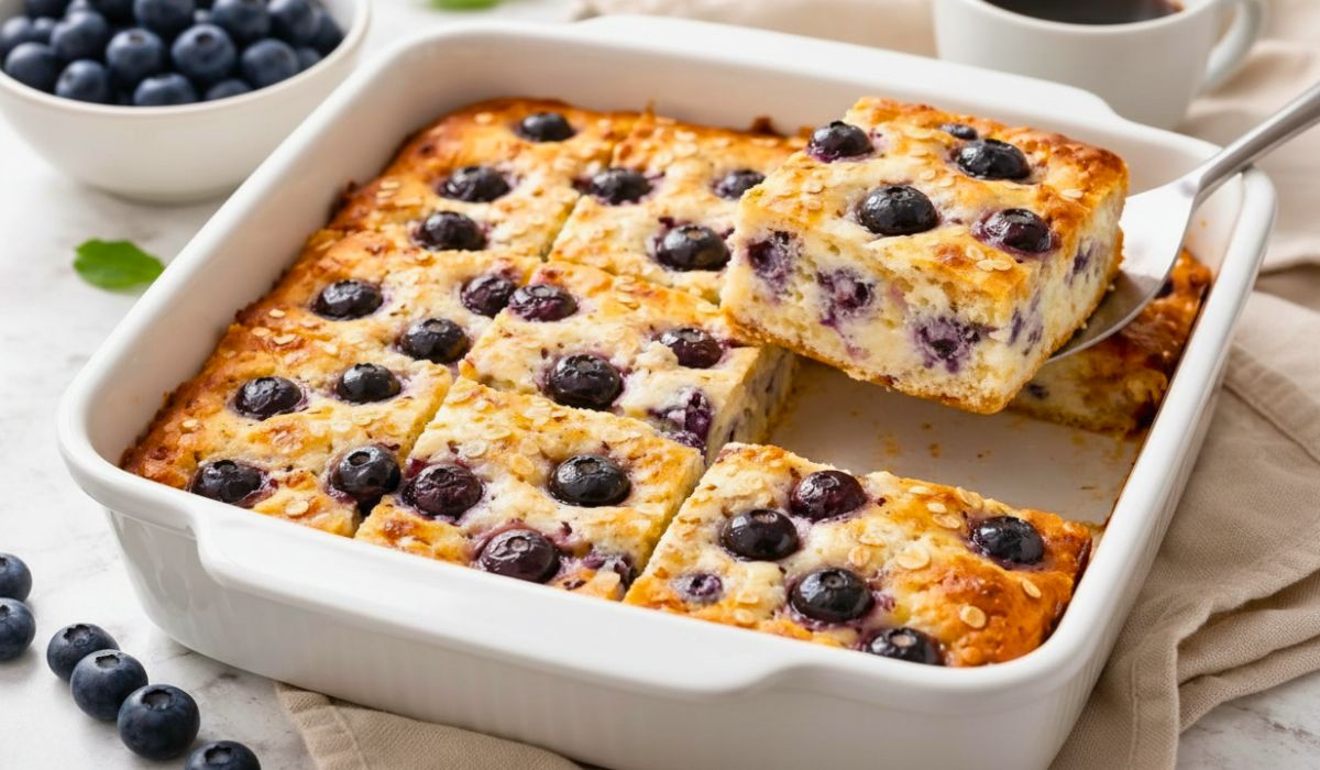High Protein Blueberry Cottage Cheese Breakfast Bake Recipe