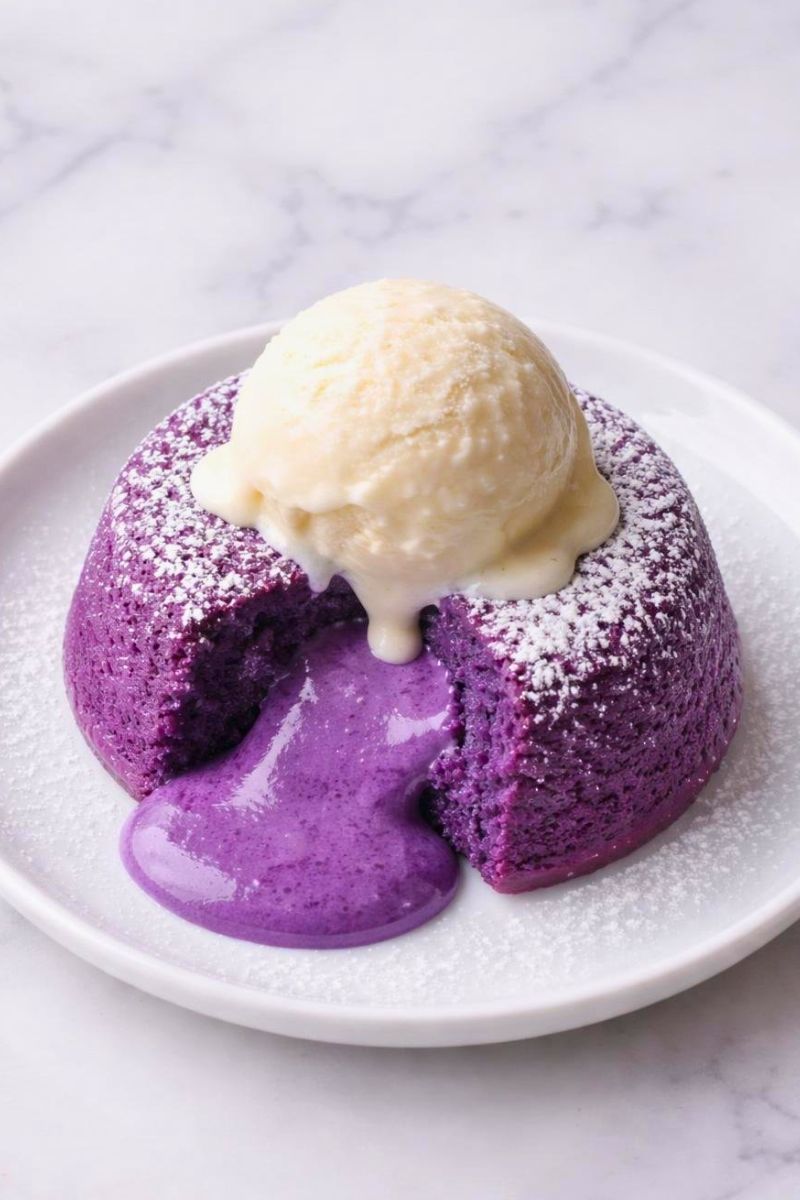 Ube Lava Cake With Vanilla Ice Cream Recipe