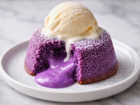 Ube Lava Cake With Vanilla Ice Cream Recipe