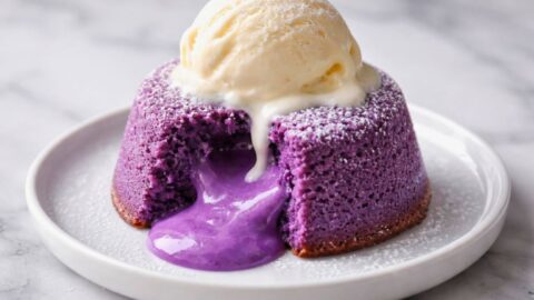 Ube Lava Cake With Vanilla Ice Cream Recipe