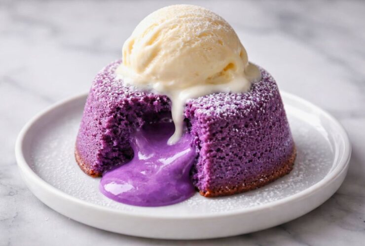 Ube Lava Cake With Vanilla Ice Cream Recipe