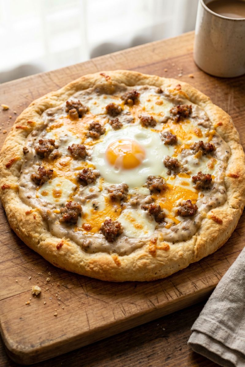 Biscuits and Sausage Gravy Pizza Recipe