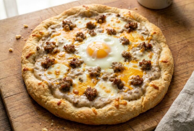 Biscuits and Sausage Gravy Pizza Recipe