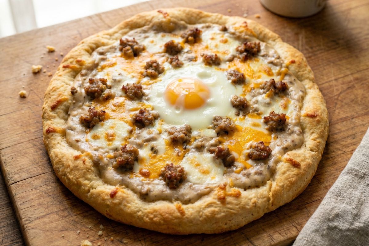 Biscuits and Sausage Gravy Pizza Recipe