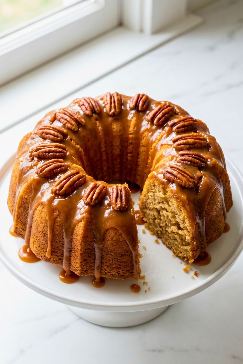 Caramel Pecan Upside Down Bundt Cake Recipe