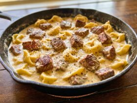 Cracked Garlic Steak Tortellini Creamy Skillet Recipe