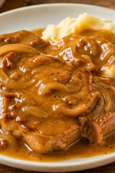 Crockpot Gravy Smothered Pork Chops Recipe