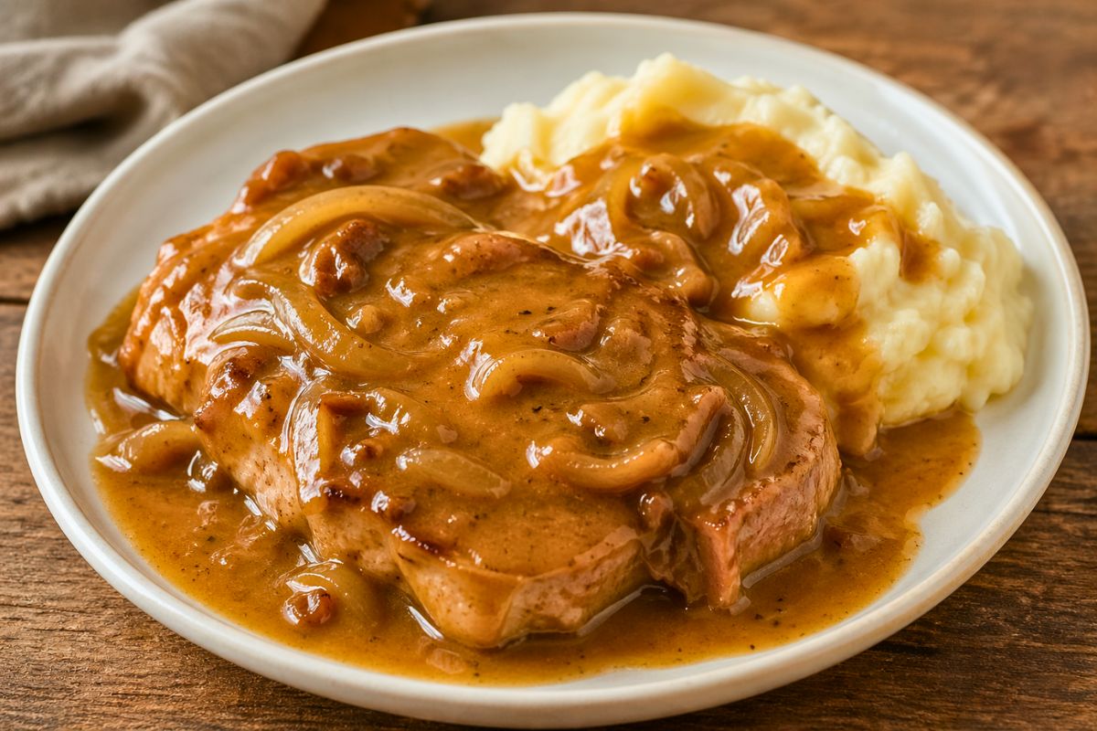 Crockpot Gravy Smothered Pork Chops Recipe