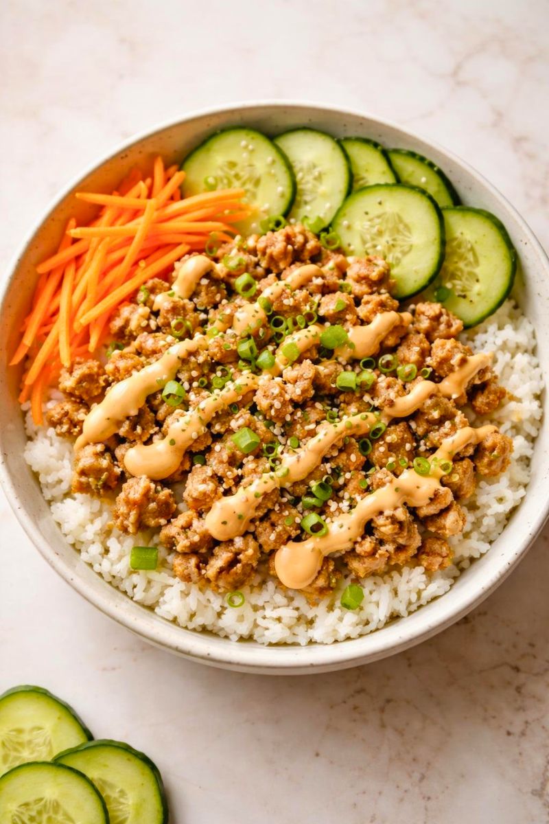 Ground Turkey Rice Bowls with Bang Bang Sauce Recipe