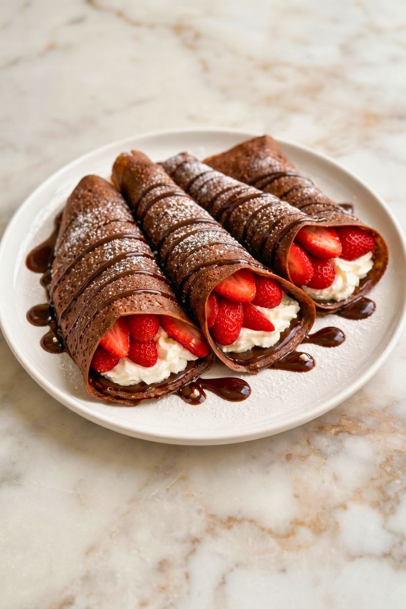 Strawberry Cream Chocolate Crepes Recipe