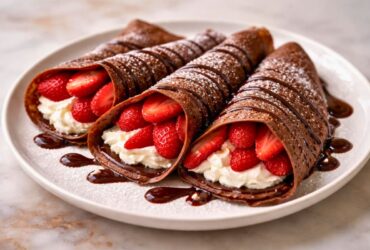 Strawberry Cream Chocolate Crepes Recipe