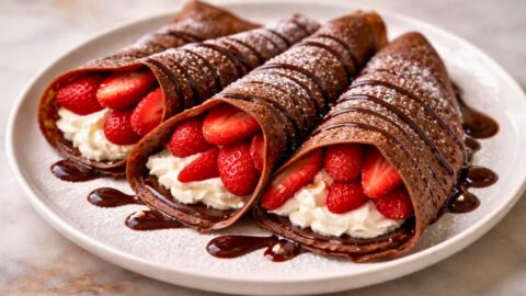 Strawberry Cream Chocolate Crepes Recipe