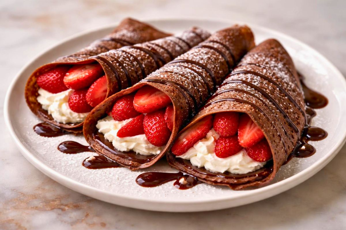 Strawberry Cream Chocolate Crepes Recipe